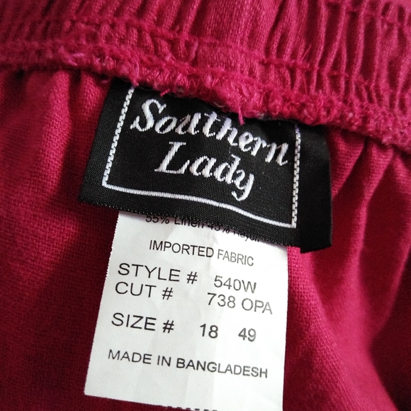 Linen Blend Southern Lady Pantsuit Capri Size Large 18 - Picture 9 of 10